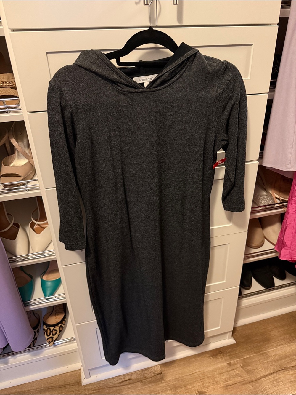 Karen Kane Dark Charcoal Hooded Midi Dress